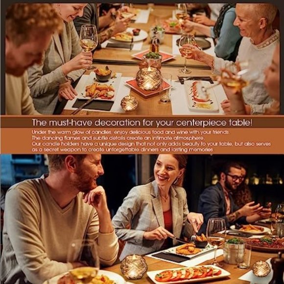 Set of 2 - Vintage Gold Finish Twisted Glass Votive Candle Holders (2 sizes) - Picture 6 of 10